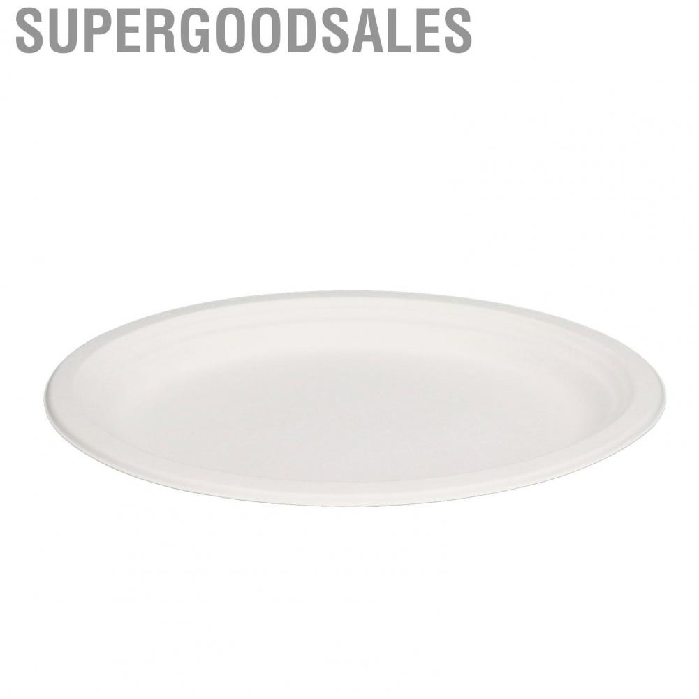 Supergoodsales 100 Pack 12.5in Disposable Oval  Dishes Bulk Round Compostable Sugarcane