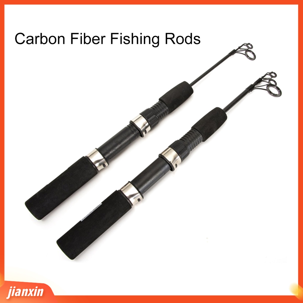 (In Stock) 1set 50cm /67cm Winter Fishing Rod with Reel Ultrashort Telescopic Adjustable Ultralight Angling Serat Karbon Dua/Tiga-Bagian Tiang Pancing Es Untuk Outdoor