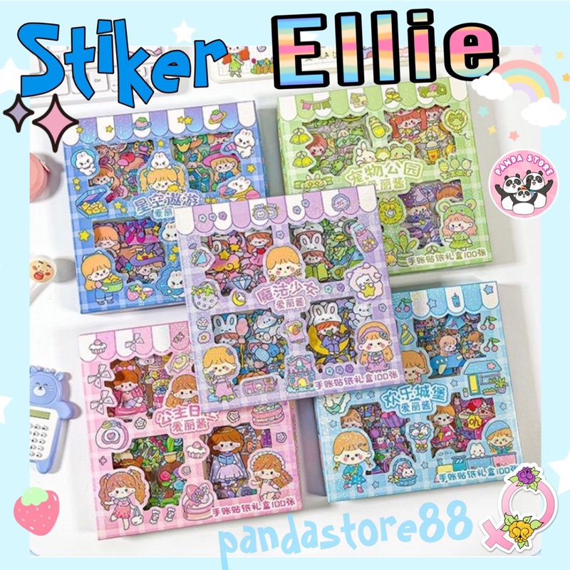 

Stiker Ellie Korea Isi 100pc Sticker Deco Aesthetic/Buko Kartun Waterproof
