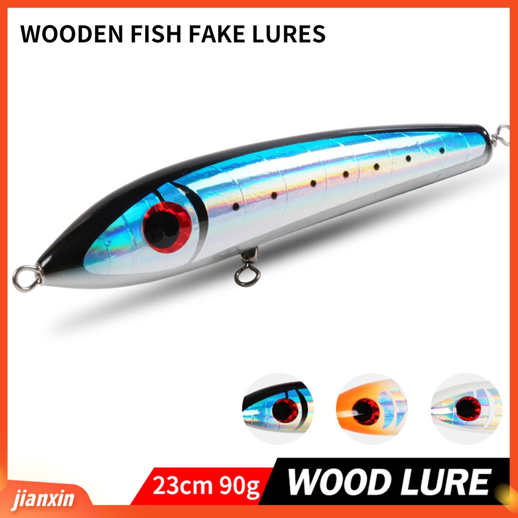 (In Stock) Umpan Apung Desain Bercahaya Kayu Floating Popper 90g /23cm Ikan Tuna Biru Umpan Palsu Fishing Tackle