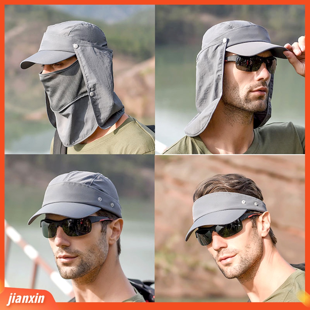 (In Stock) Musim Panas Pria Penutup Wajah Topi Matahari Tabir Surya Topi Baseball Untuk Olahraga Outdoor