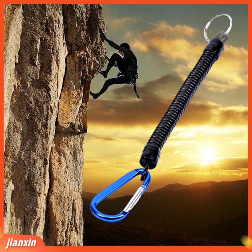 (In Stock) Tali Plastik Elastis Yang Dapat Ditarik Dengan Gesper Carabiner Fishing Tackle Aksesori