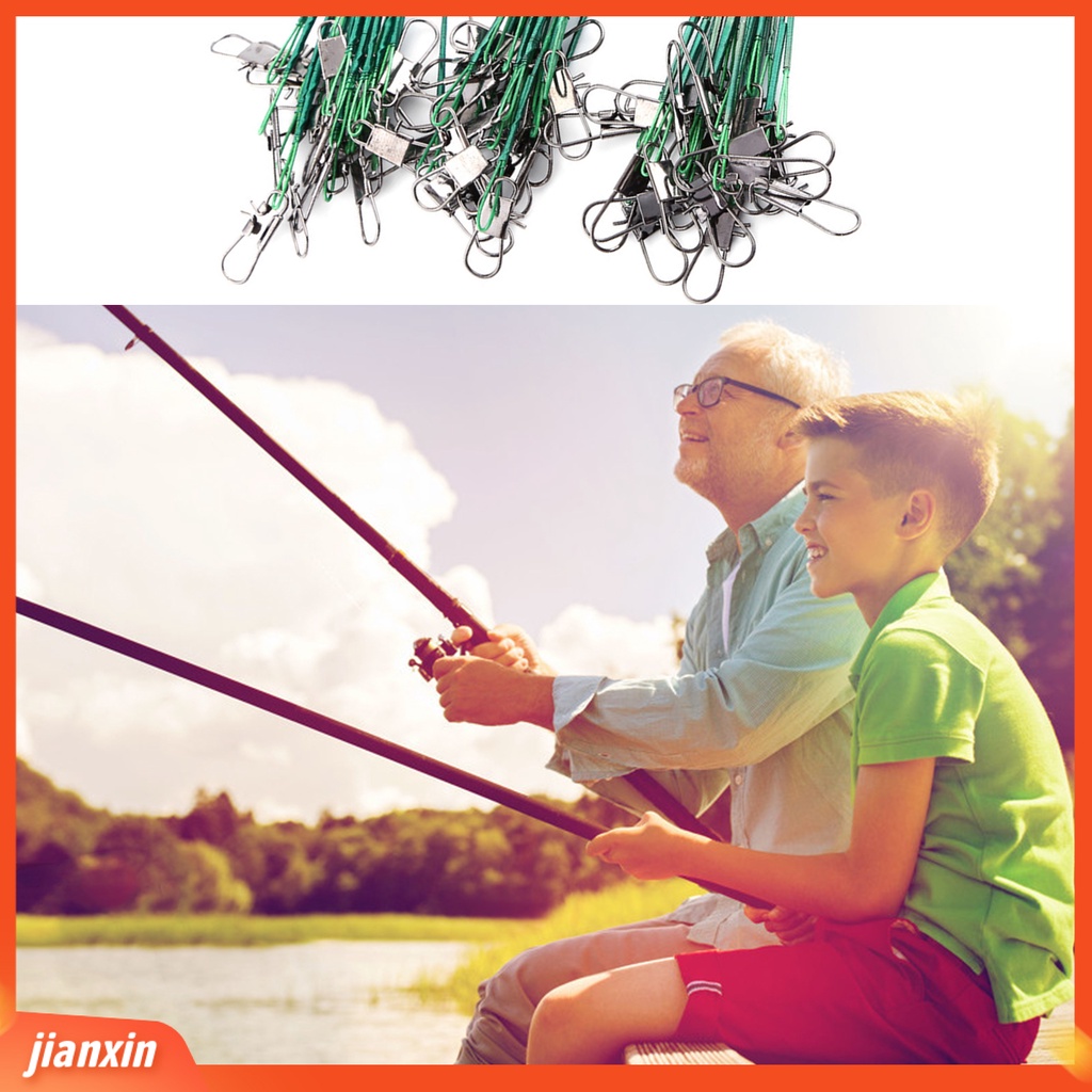 (In Stock) 60Pcs Pemimpin Kawat Pancing Heavy Duty Dengan Snap Swivel Stainless Steel Tahan Aus Garis Jejak Pancing Untuk Memancing