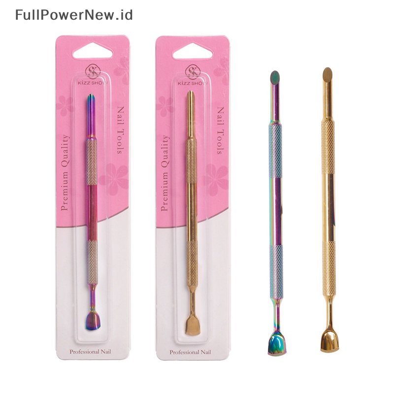 Power Stainless Steel Cuticle Nail Pusher Double Ended Spoon Nail Art Alat Pedicure ID