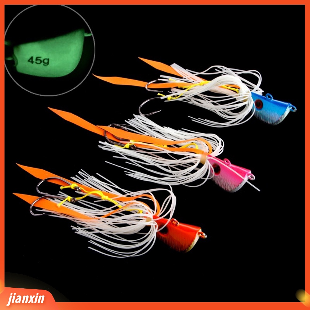 (in Stock) Glow in Dark Luminous Metal Head Jig Fishing Lure Umpan Kait Cumi 45/65 /85g