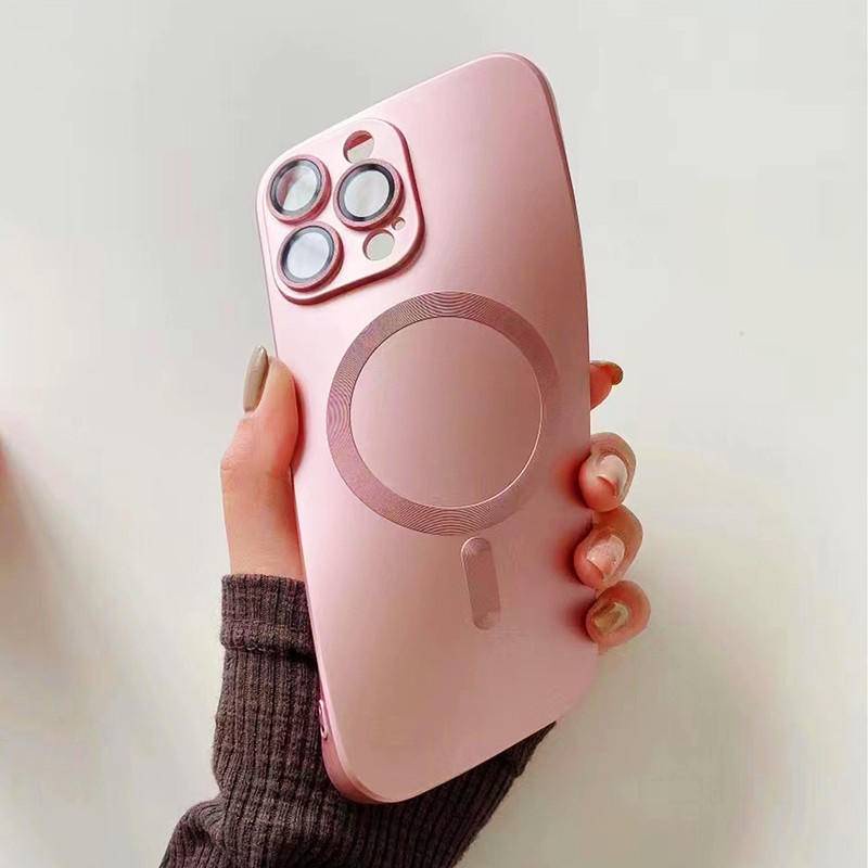 IPHONE Metal Wireless Charging Soft TPU Cover Untuk iPhone14 13 Pro Max14 Plus Magsafe Lensa Kamera Melindungi Ponsel Untuk iPhone14 iPhone13 iPhone14Pro