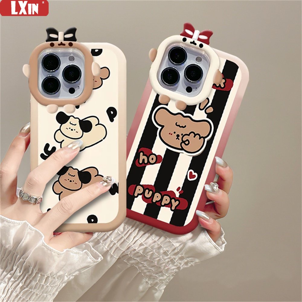 Oppo A17 A17K A57 2022 A15 A16 A16K A54 A53 A12 A78 A5S F11 A3S A31 A52 A92 A94 A93 A37 F9 A1K Reno 5a76 A96 A36 Kartun Lucu Bergaris Puppy Soft Silicone Case Cover
