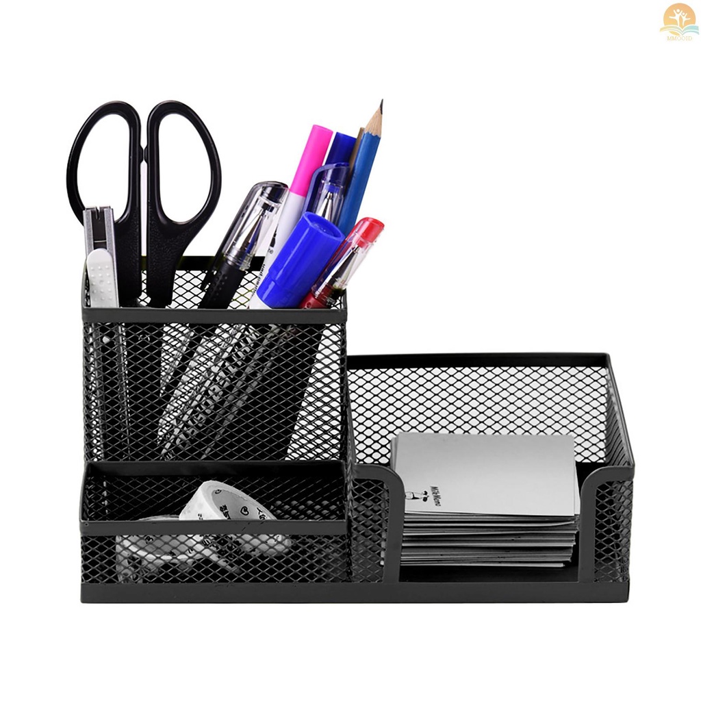 In Stock 3storage Multifungsi Organizer Meja Mesh Metal Tempat Pulpen Penyimpanan Wadah Alat Tulis Untuk Rumah Kantor