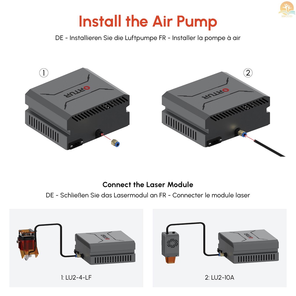 In Stock ORTUR OAP1.0 Laser Air Assist Pump Kompresor Udara 50L/min Kecepatan Yang Dapat Disesuaikan Kebisingan Rendah Getaran Rendah Stabil Kompatibel Dengan Modul Laser Master Laser3Dan LU2-4 LF