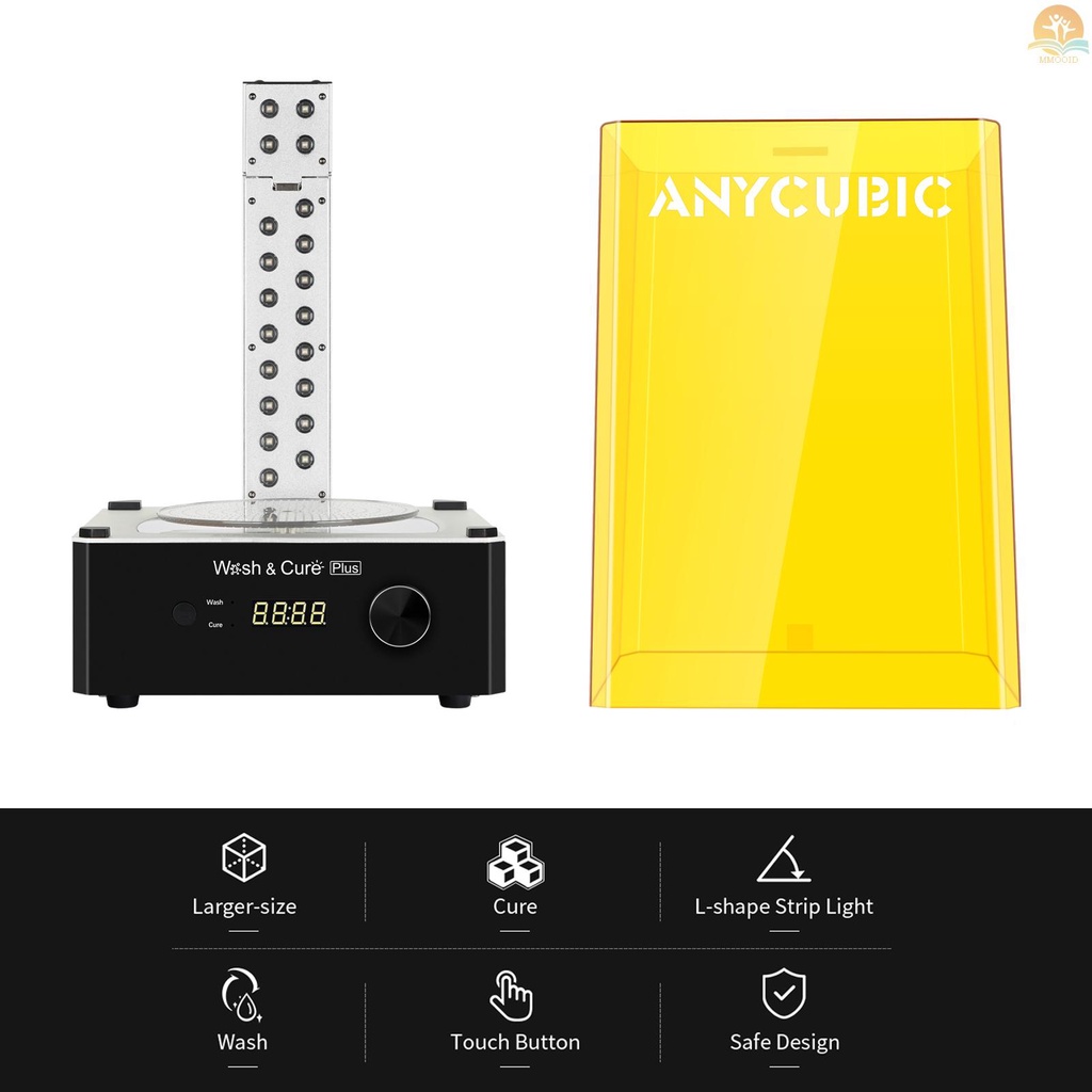 In Stock ANYCUBIC Wash and Cure Plus Washing Curing Mesin 2in1 Dengan Strip Curing Light Berbentuk L &amp; Platform Curing Putar Kompatibel Dengan Mars Pro Photon Mono X LCD 8.9 ''3D Pri