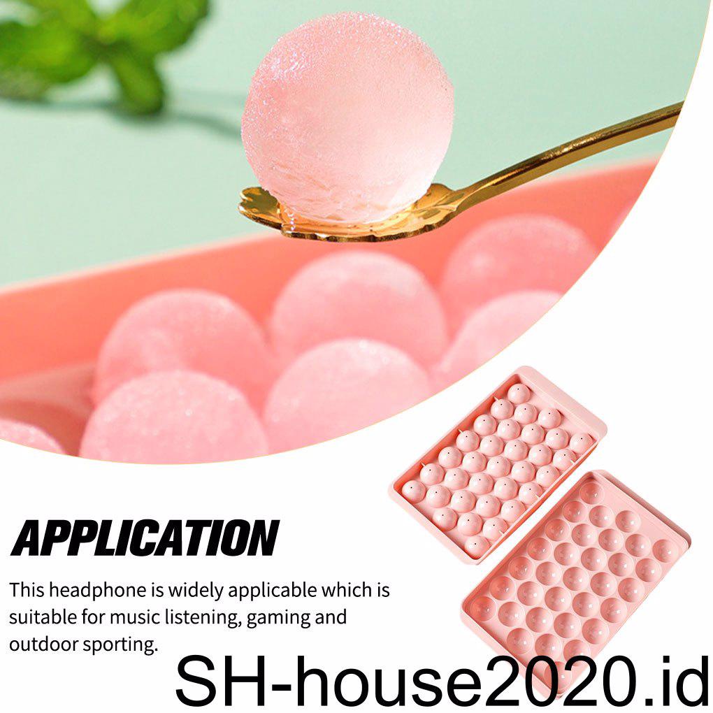 33kisi Cetakan Es Batu Tray Lapisan Ganda PP Reusable Round Shaped Icing Cubes Tray Molds Makers Alat Membuat Dapur