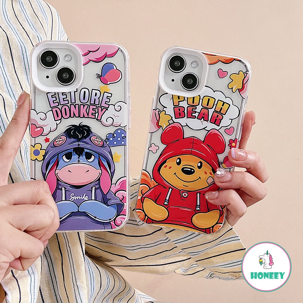 IPHONE Casing Ponsel Beruang Pooh Kartun Lucu Kompatibel Untuk Iphone14 Pro13 /14 12/12Pro 11 Pro Max XR Xs7 8Plus Warna-Warni 3-in-1 Shockproof Back Cover