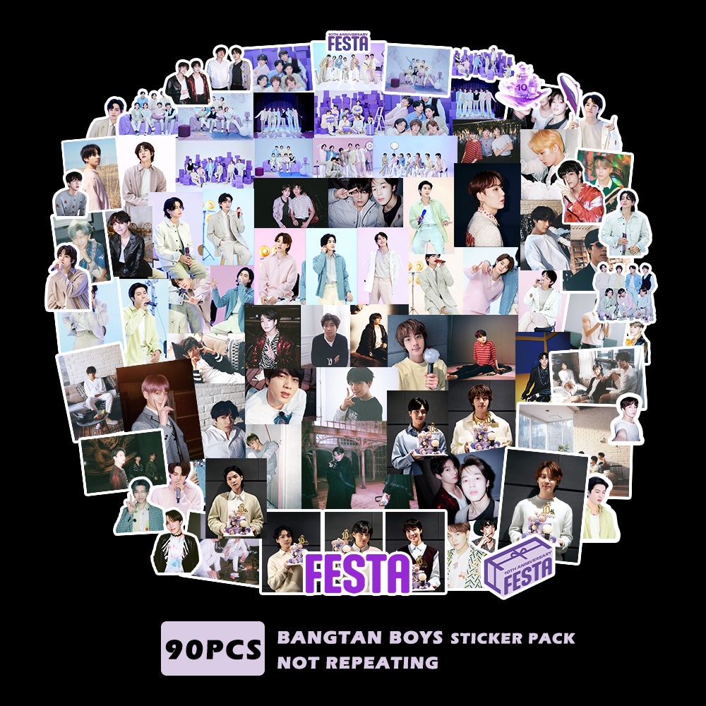 90-101pcs /set BT-S NJ Stiker Foto Hand Book Luggage Stiker Bangtan Boys NJ Gambar Paster