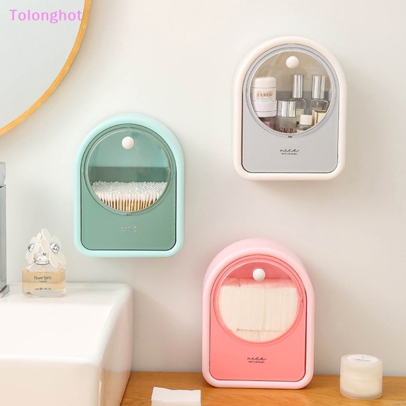 Tolonghot&gt; Dispenser Cotton Pad Excellent Mudah Dibawa Sanitary Praktis Dipasang Di Dinding Makeup Cotton Swabs Flip Organizer well