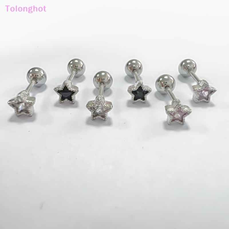 Tolonghot&gt; 1Pcs Titanium Steel Zirkon Bintang Telinga Tulang Kuku Spiral Stud Anting Untuk Wanita Gadis Pesta Perhiasan Hadiah well