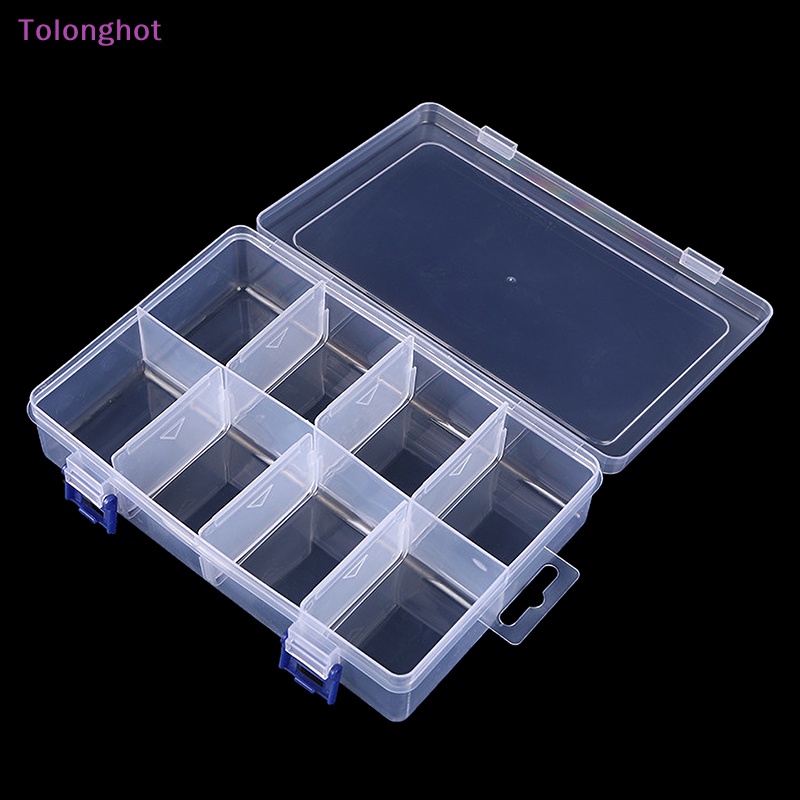 Tolonghot&gt; al Tool Case 20*13.5*4.5cm Besar 8kisi Kotak Penyimpanan Plastik Sekrup Komponen Elektronik Transparan Organizer well