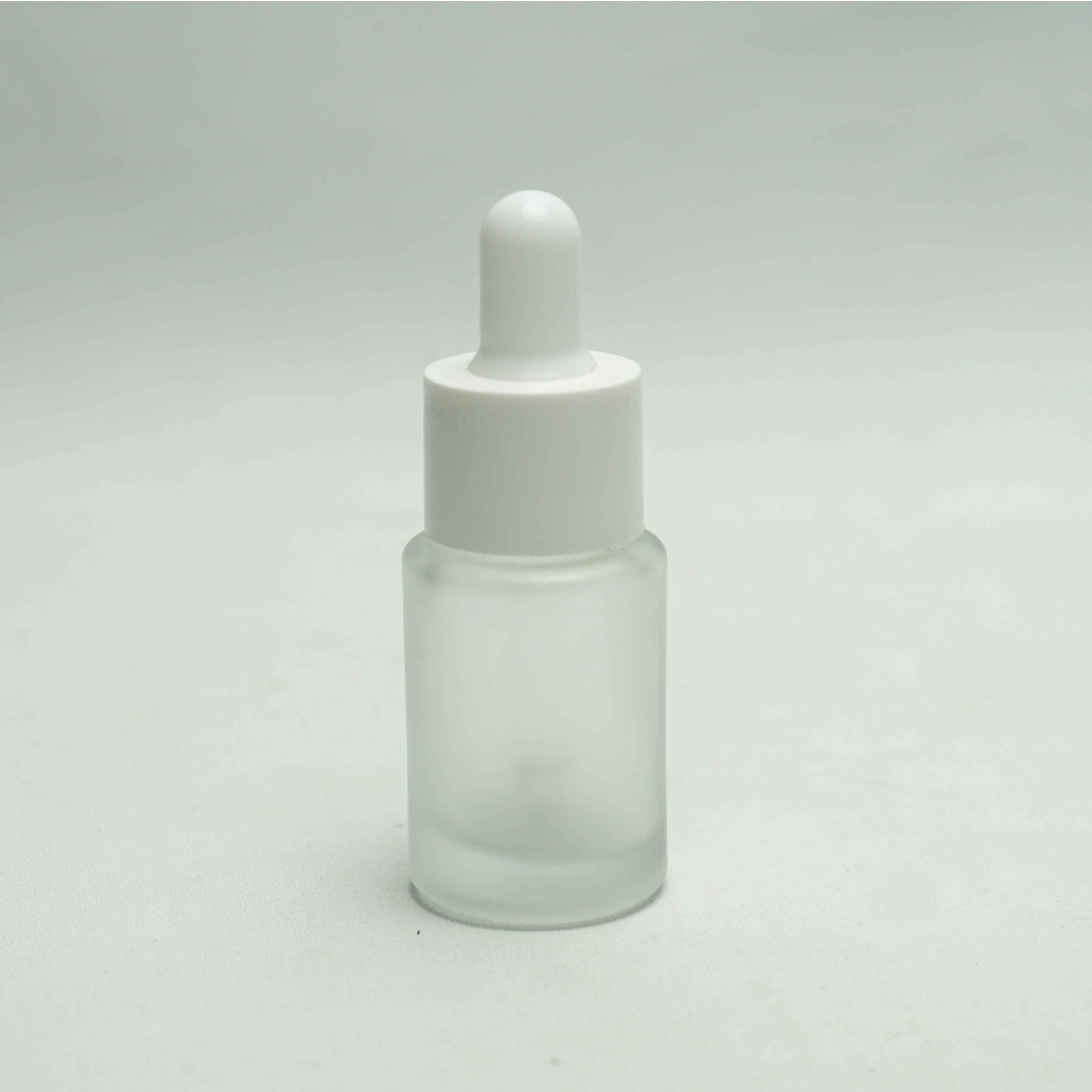 Botol Kaca Serum 15 ml Cilinder Clear Fross Karet Putih / Botol Kaca Kosmetik / Botol Kaca Serum / B
