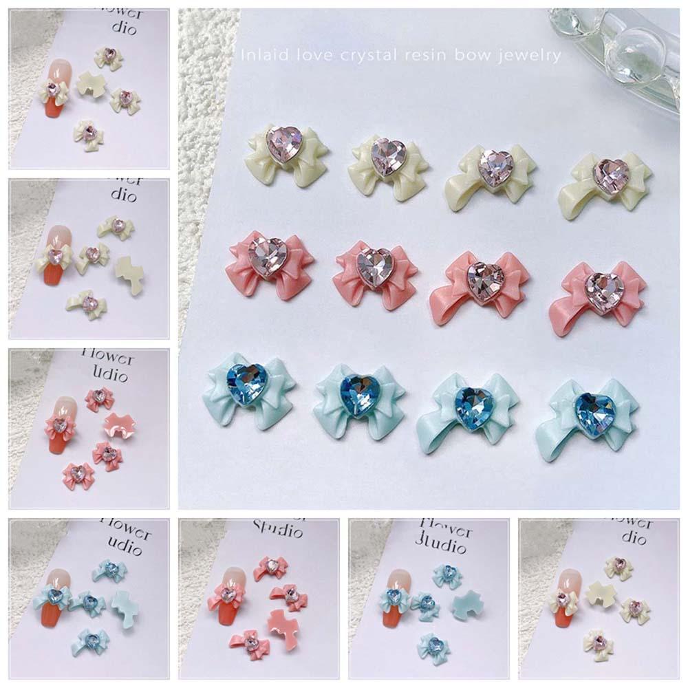 Diy Nail Accessories Heart Bow Nail Charms Ikatan Simpul Hiasan Kuku, DIY Nail Accessories Heart Bow Nail Charms Ikatan Simpul Hiasan Kuku, Manikur Bahan Perlengkapan Kuku Resin