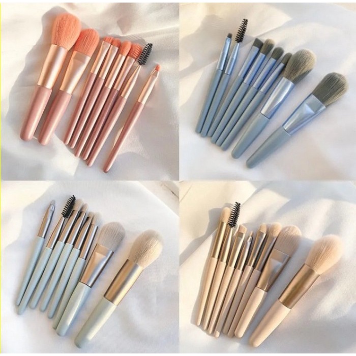CIVETO MU01 Kuas Make Up 8 in 1 Set Free Pouch Travel Brush Set Tool