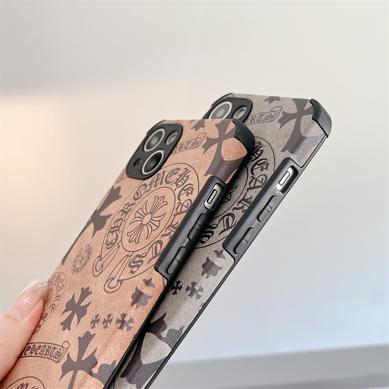 IPHONE Casing Ponsel Motif Kulit Domba Silang Croxin Street Trendi Untuk Iphone14 13 12 11 Pro X XS MAX Xr7 8 Plus Tide Brand Shockproof Cover