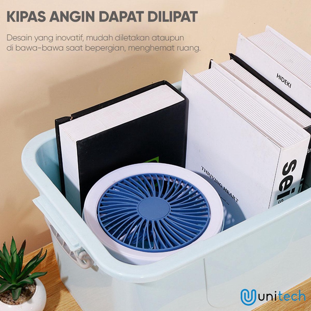 Kipas Angin Mini Portable Rechargeable Plus Lampu MJ118