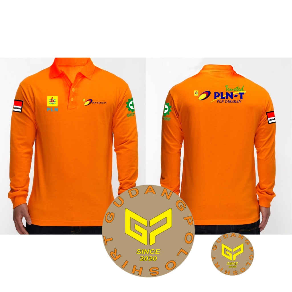 Poloshirt / BAJU kerah mode polo LISTRIK TARAKAN belakang dan Depan LOGO PLN - BAJU PLN LISTRIK TARA