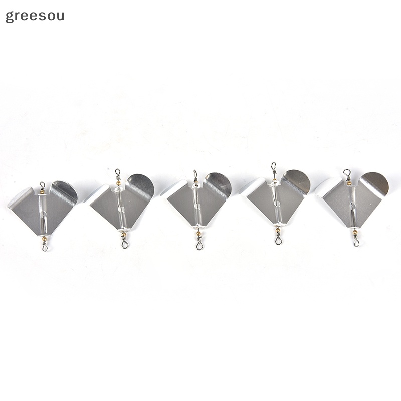 Greesou 5Pcs Rotag Blade Fishing Metal Spinner Umpan Sendok Pancing Wobblers Tackle ID