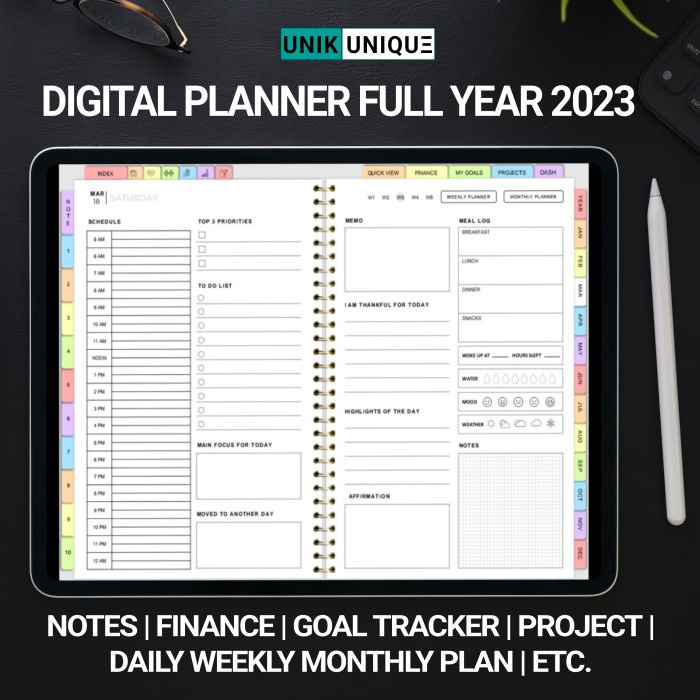 

✨BISA COD✨ - 2023 Digital Planner Calendar Notes - Goodnotes - rainbow