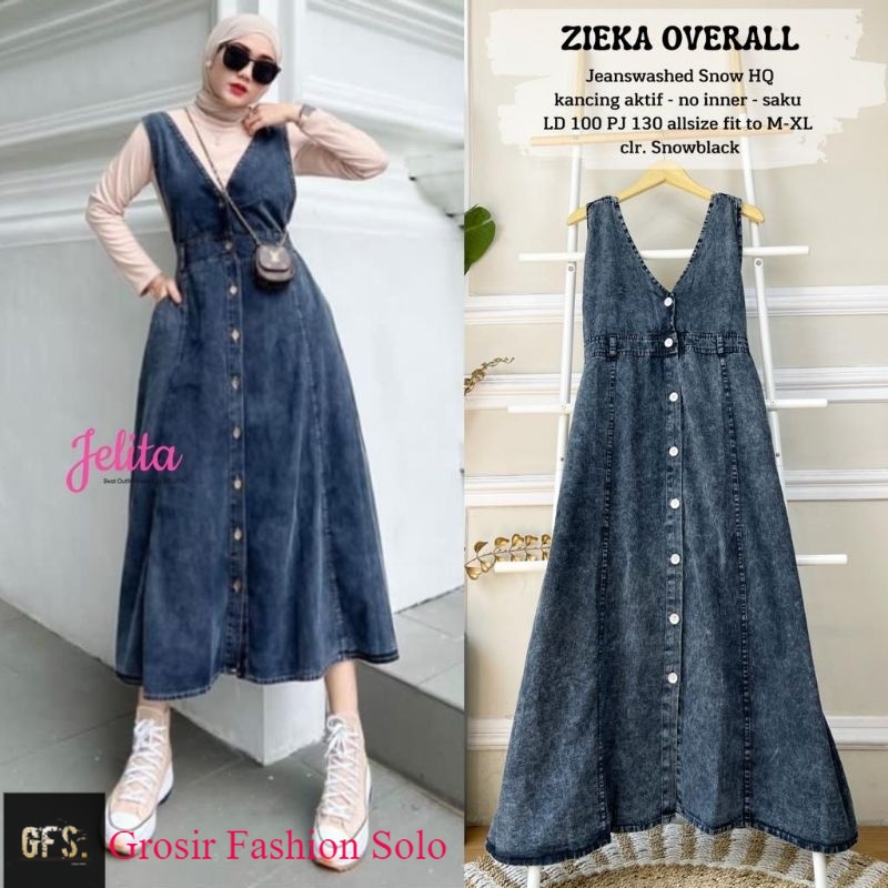 ZIEKA OVERALL JEANS SNOW MODEL MIDI JELITA