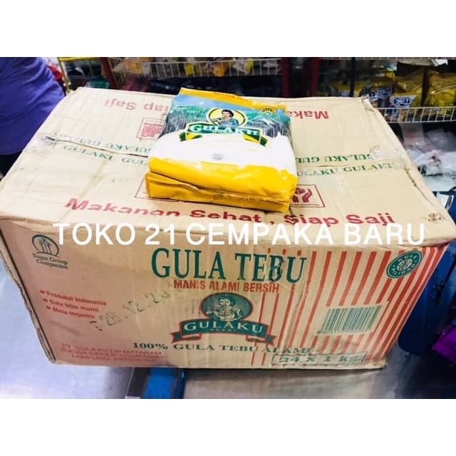 

Gulaku Murni Warna Kuning 1 KARTON - 1 KG x 24 bungkus | Gula Pasir Putih 1KG Gulaku Murah Promo