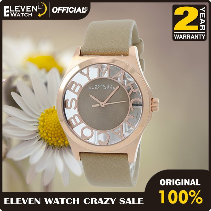 [Promo] Jam Tangan Wanita Marc Jacobs MBM1245 / MBM 1245 Henry Brown Cut-out Dial Rose Gold Leather 