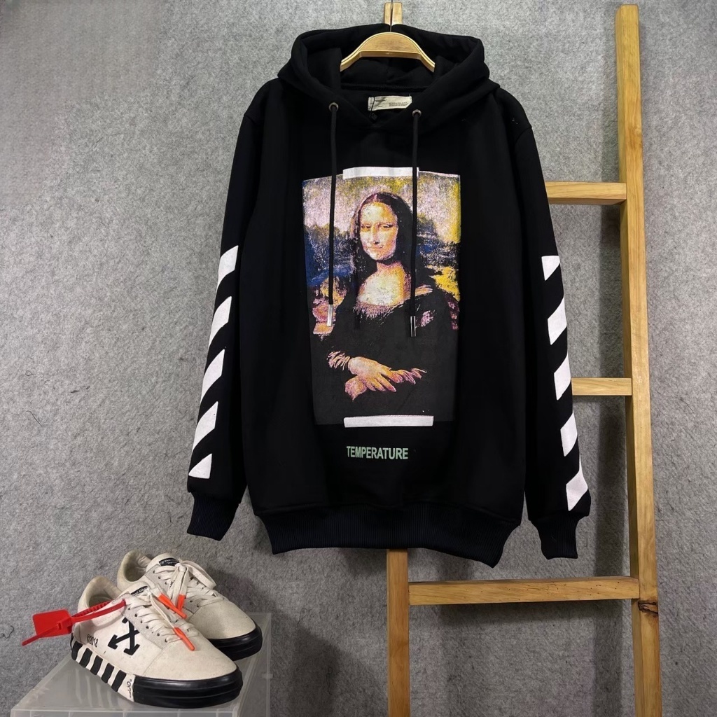 JAKET SWEATER HOODIE OFF WHITE MONALISA BLACK