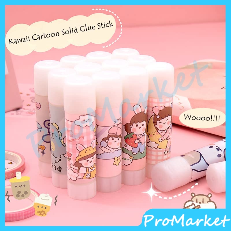 PRO SOLID GUM GLUE STICK KARTUN  Lem Stik Stick Lem Kertas Alat Tulis Sekolah Anak Alat Tulis Aesthetic Kartun Kindergarten Viskositas Tinggi Kuat