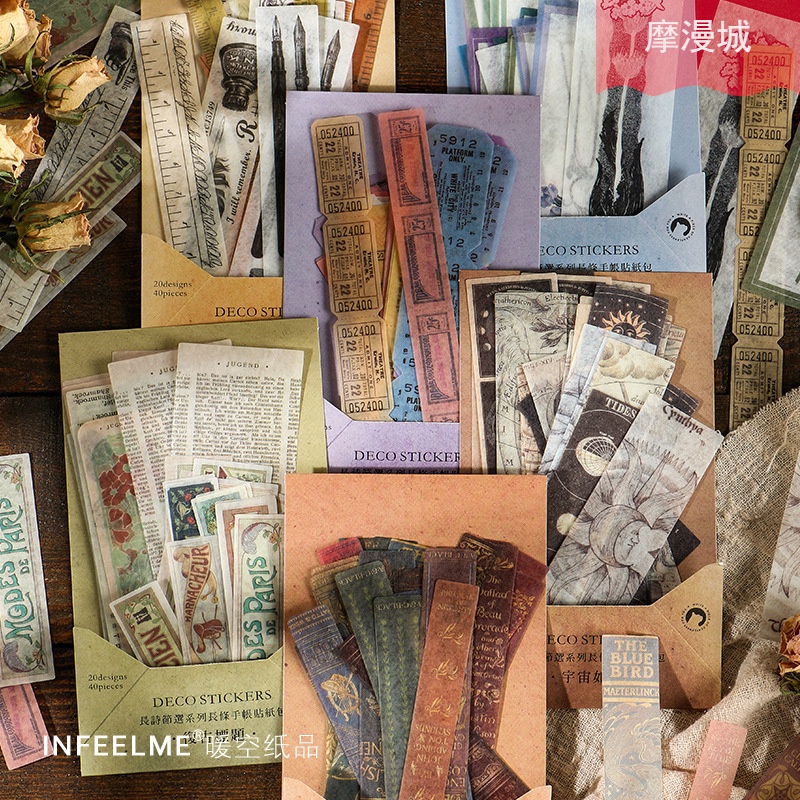 

40pcs Deco Sticker Paper INFEELME Pack / Stiker Dekorasi Scrapbook Bujo Journaling Hiasan