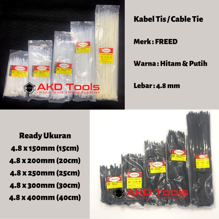 Kabel Tis Ties / Cable Tie TEBAL 4.8 x 300mm30cm Putih / Hitam - Putih