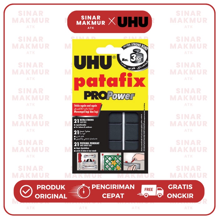 

Patafix Pro Power 3 KG/Glue tack/Lem Serbaguna Hitam 21 pad UHU SET - 140790