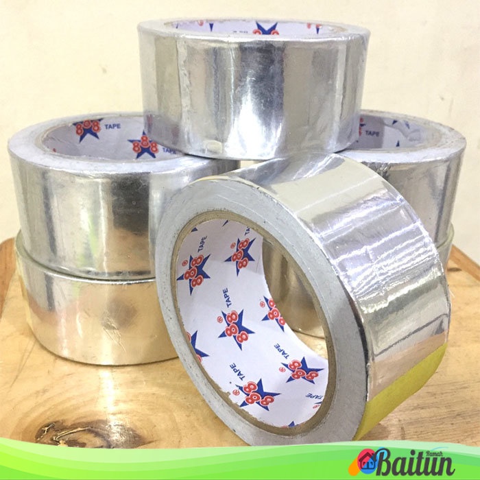

Baitun Alumunium Foil Tape Star Tape / Lakban Tambal Panci / Penambal Wajan Tahan Panas Anti Bocor / Selotip Plakban Isolasi Lakban Besar