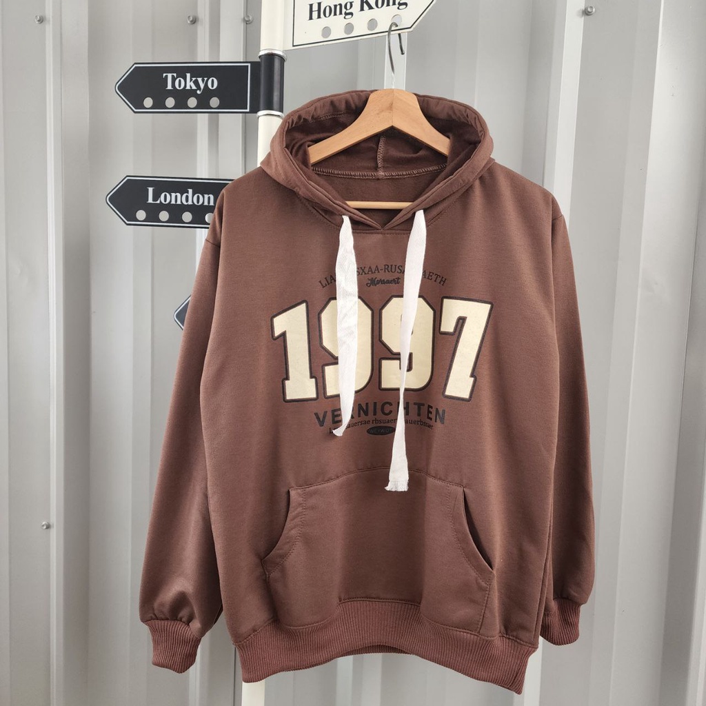 NOUSKA - 1997 HOODIE SWEATER Pria Wanita Vintage Tali Besar Viral Korea
