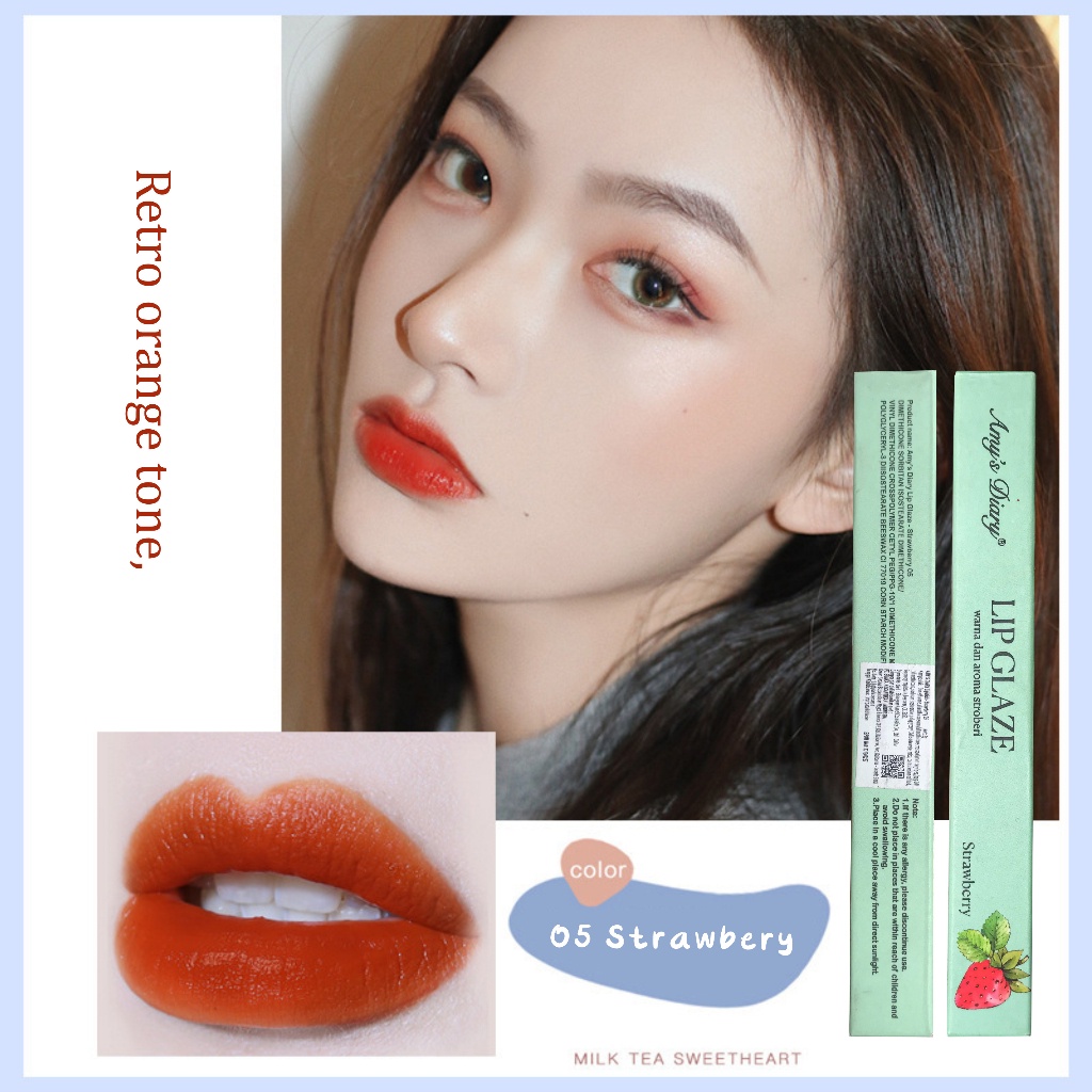 NUZ [BPOM] AMY'S DIARY Lipcream Lip Glaze Velvet Smooth Matte Waterproof 5 Warna-05