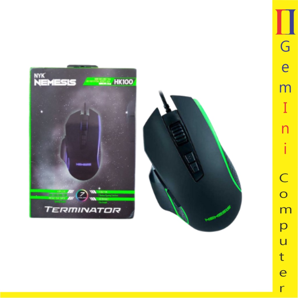 NYK HK-100 Terminator Gaming Mouse, Mouse Gaming Kabel 7 Tombol, Sensor Optik 2400 DPI