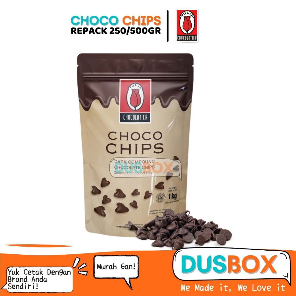 

Tulip Choco Chip Repack 250/500gr / Choco Chip Cokelat / Choco Chip Tulip Repack / Choco Chip Tulip Cokelat