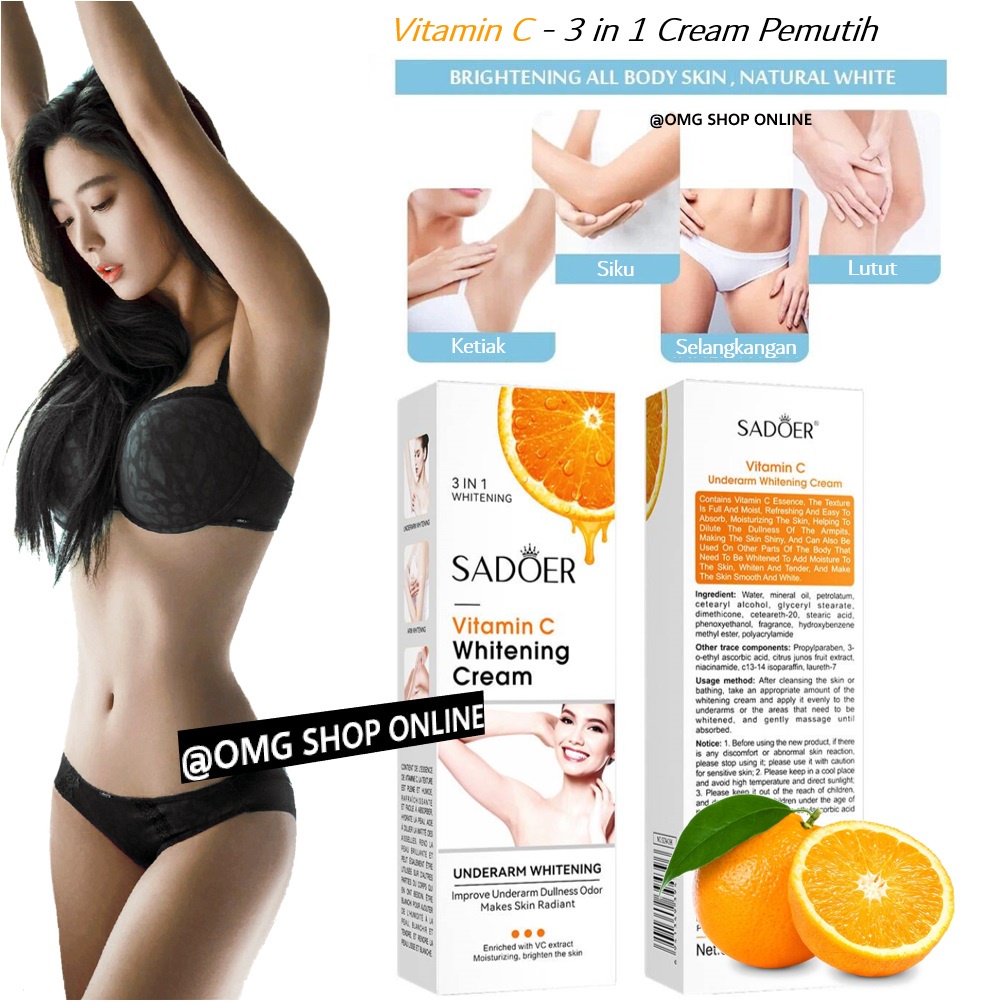 Termurah !!! Sadoer Vitamin C Whitening Cream Underarm 50 Gr / Krim Pemutih Ketiak Alami Pemutih Badan Pantat Pemutih Selangkangan Permanen Lebih Cepat / Cream Pemutih Leher Pencerah Sikut Krim Pencerah Bokong Penghilang Lipatan Ketiak Krim Ketiak Hitam