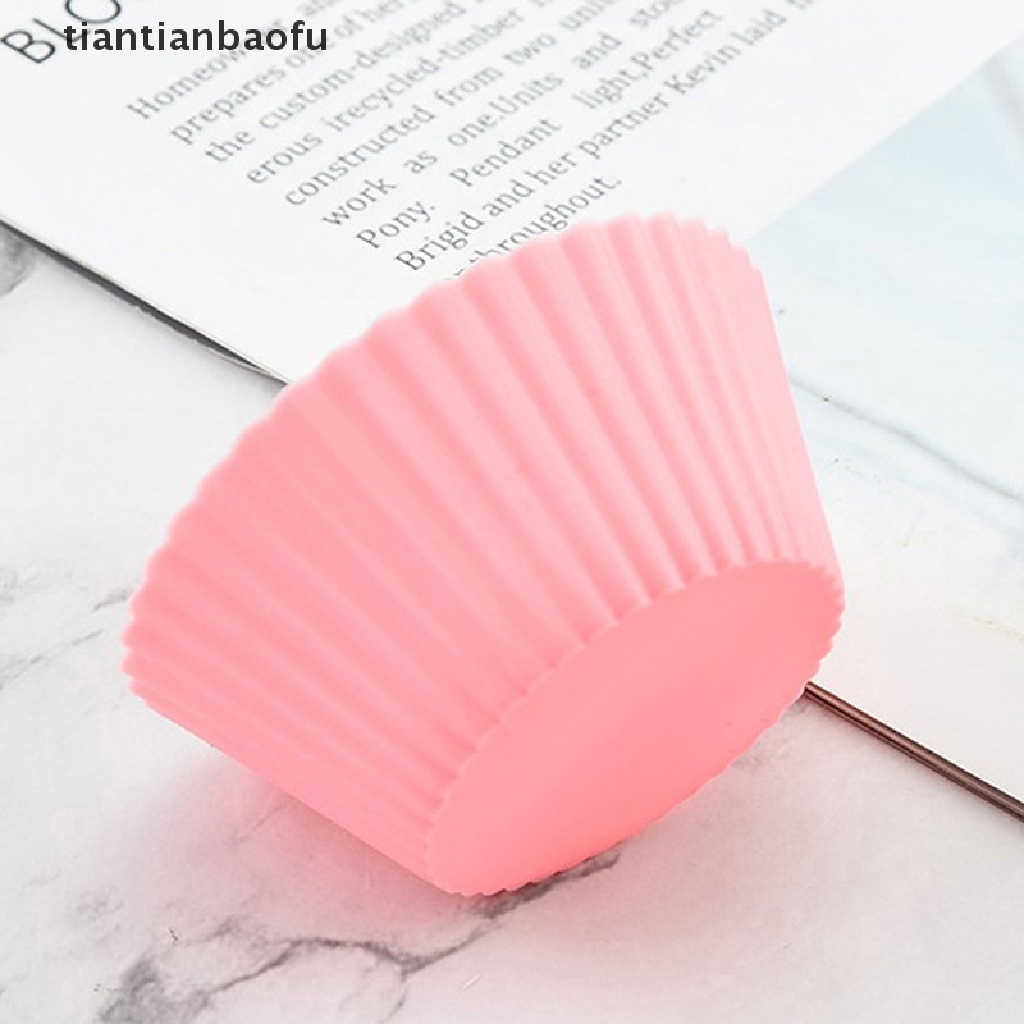 [tiantianbaofu] 7 Pcs/lot Silikon Kue Cup Bulat Berbentuk Muffin Cupcake Cetakan Kue Perlengkapan Masak Dapur Rumah Kue Decorag Tools Butik