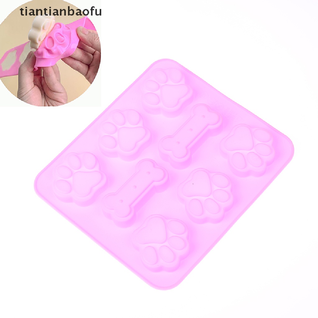 [tiantianbaofu] Cetakan Kaki Tapak Anjing Cetakan Kue Cetakan Tulang 3D DIY Silicone Bakeware Moldses Butik