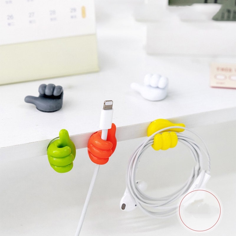 Hook Tempel Gantung 3D Kait Jempol Lucu Jalur Data Kantor Klip Kabel Wire Desk Organizer