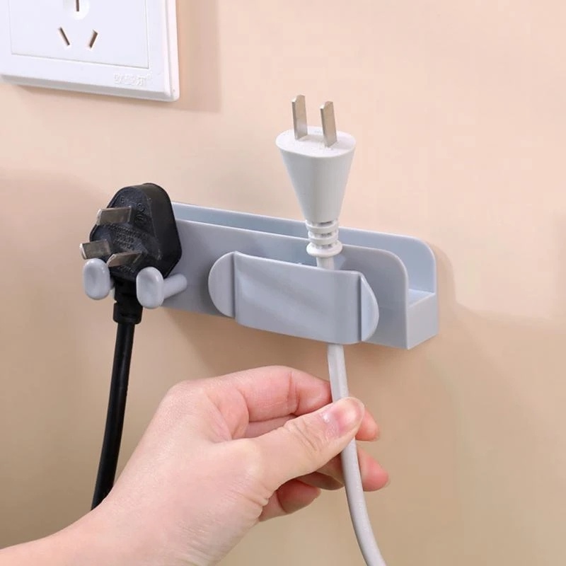 [Unggulan] Kait Penyimpanan Dinding Bebas Pukulan Rak Colokan Listrik Socket Klip Holder Charging Wire Fixer Rumah Perekat Diri Ponsel Charging Stand Penyimpanan Kabel Data Daya Kait Tempel