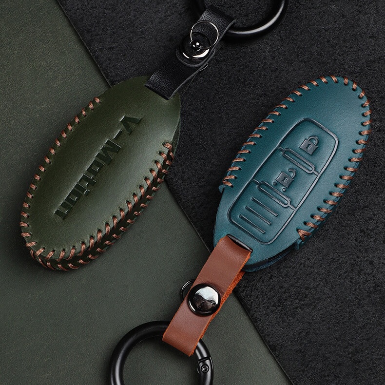 [Tersedia] Cover Case Kunci Mobil Bahan Kulit Sapi Untuk Untuk Nissan Terra2023/All-New Almera Turbo/SylphyNavara/X-Trail/Calibre Start Smart Entry Car Key Accessory