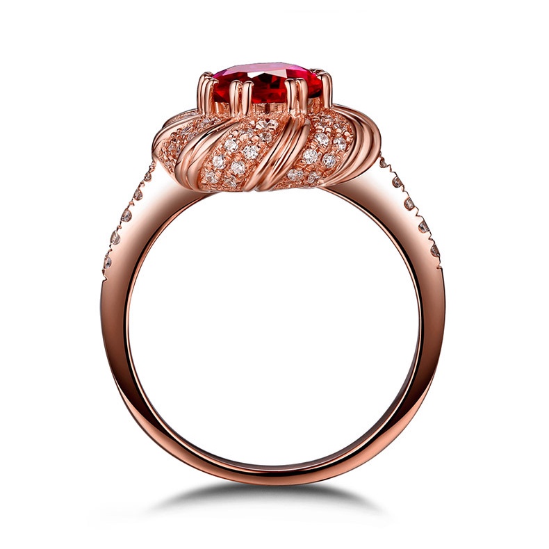 Goldkingdom Aksesoris Perhiasan Fashion Ready Stock Eropa Dan Amerika Mewah Karat Merpati Merah Ruby Cincin Perempuan Berlapis Rose Gold Perempuan