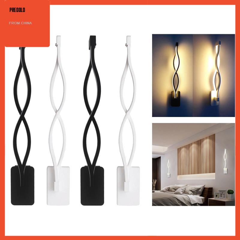 [Predolo] Nordic Wavy LED Wall Lamp Lampu Kamar Tidur Warm White Black Shell