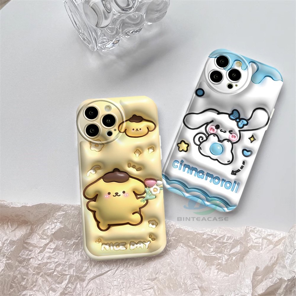 Realme 10 C55 C15 C12 C25S C11 C20 Realme5 5i 6i C3 8i C21Y C25Y Puding Anjing Dan Cinnamoroll Silicone Airbag Case Binteacase